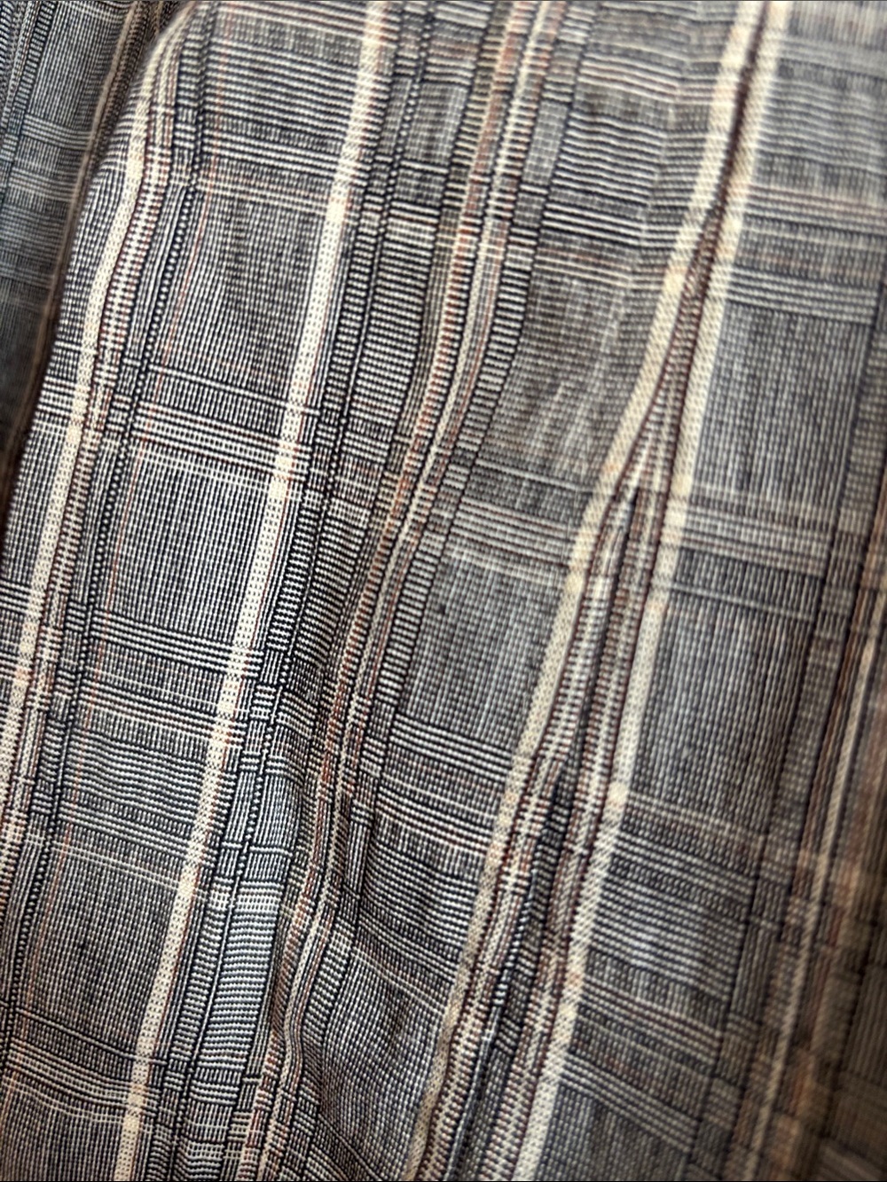 86. PETROV Gray Plaid/Cream Belted Mini Dress, with detailing - Picture 12 of 15